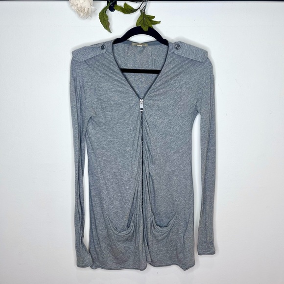 Burberry Ruched Cotton/Wool Jersey Zip Cardigan - Picture 4 of 13